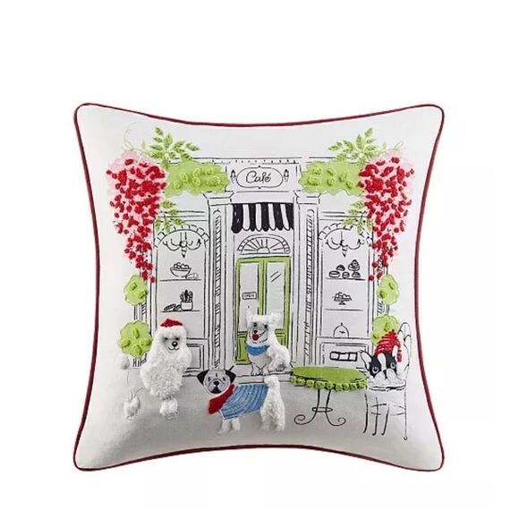 French Cafe Decorative Pillow 20 X 20 - Picture 1 of 2